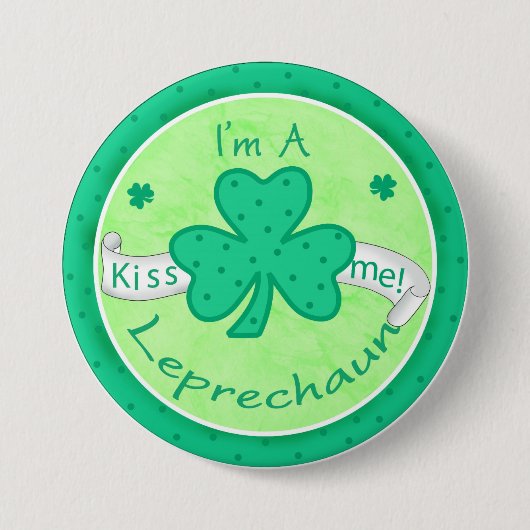 Kiss Me - Ik ben een Leprechaun Button Badge (Voorkant)