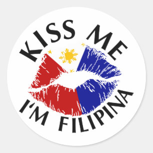 Kiss Me Ik ben Filipina Ronde Sticker