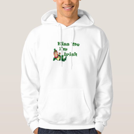 Kiss me Ik ben Iers Man Basic Hooded Sweatshirt (Voorkant)