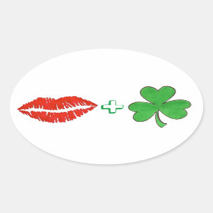 Kiss me Ik ben Ierse Lips Shamrock Clover-Stickers Ovale Sticker