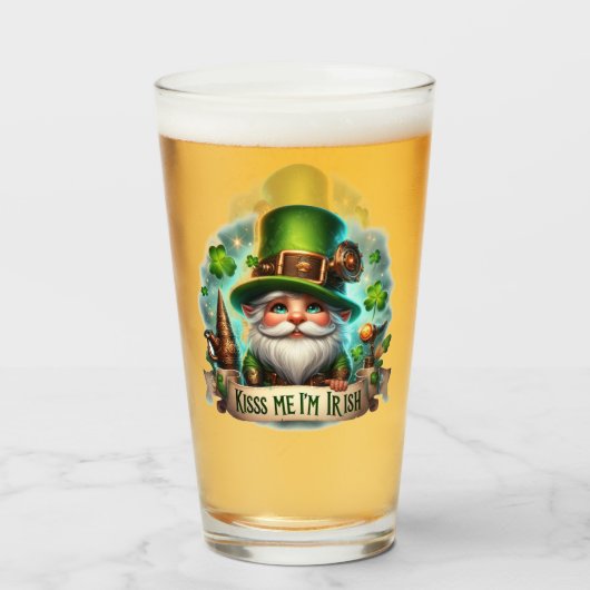 Kiss me Ik ben Ierse St. Patricks Day Glas (Voorkant gevuld)