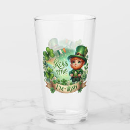 Kiss me Ik ben Ierse St. Patricks Day Glas