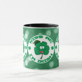 Kiss me Ik ben Irish Clover Face Green Bokeh Mok (Midden)