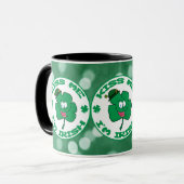 Kiss me Ik ben Irish Clover Face Green Bokeh Mok (Voorkant links)