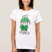 Kiss me Ik ben Irish Cute Gnome Green Heart T-shirt (Voorkant)