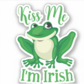 Kiss Me Ik ben Irish Green Frog Sticker (Voorkant)