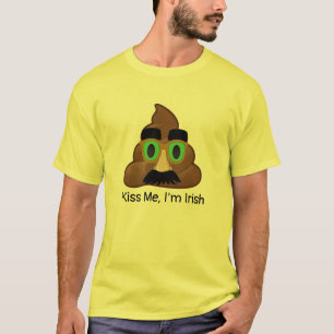 Kiss me Ik ben Irish Green Irish Poop Emoji grappi T-shirt