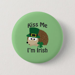 Kiss Me Ik ben Irish Hedegel Ronde Button 5,7 Cm