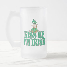 Kiss Me Ik ben Irish Little Leprechaun Matglas Bierpul