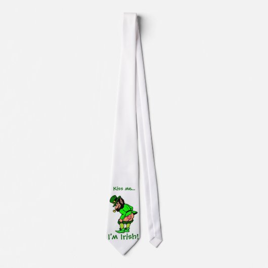 Kiss me, ik ben Irish Mooning Leprechaun Necktie Stropdas (Voorkant)