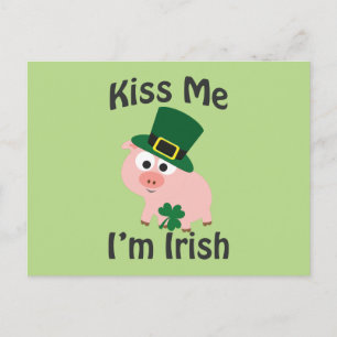 Kiss Me Ik ben Irish Pig Briefkaart