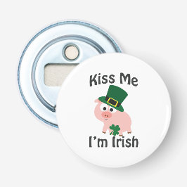 Kiss Me Ik ben Irish Pig Button Flesopener