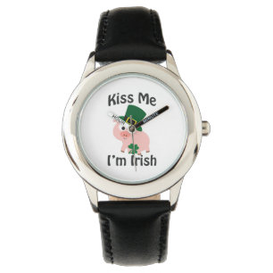 Kiss Me Ik ben Irish Pig Horloge