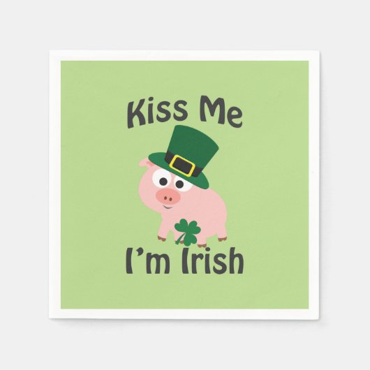 Kiss Me Ik ben Irish Pig Servetten (Voorkant)