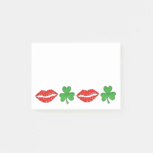 Kiss me Ik ben Irish Red Lips Green Clover Shamroc Post-it® Notes (Voorkant)