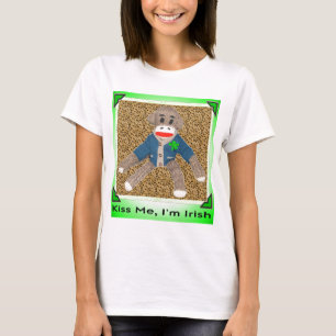 Kiss me, ik ben Irish Sock Monkey T-shirt