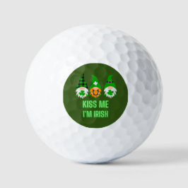 Kiss me Ik ben Irish St. Patrick's Day Gnome Shamr Golfballen