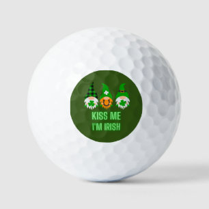 Kiss me Ik ben Irish St. Patrick's Day Gnome Shamr Golfballen