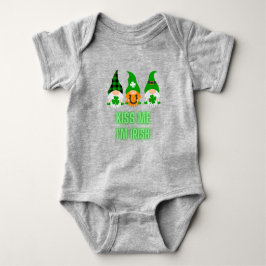 Kiss me Ik ben Irish St. Patrick's Day Gnome Shamr Romper