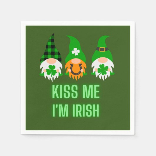 Kiss me Ik ben Irish St. Patrick's Day Gnome Shamr Servet (Voorkant)