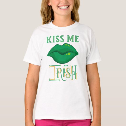 Kiss me Ik ben Irish St. Patrick's Day Green Shamr T-shirt (Voorkant)