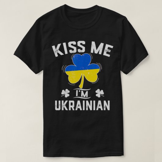 Kiss me Ik ben Oekraïense Shamrock Flag St Patrick T-shirt (Design voorkant)