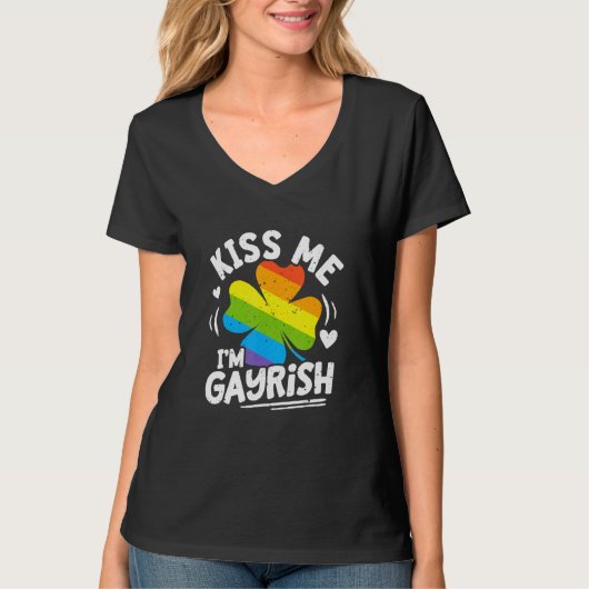 Kiss Me I'm Gayrish St Patrick's Day Gay Prides Sh T-shirt (Voorkant)