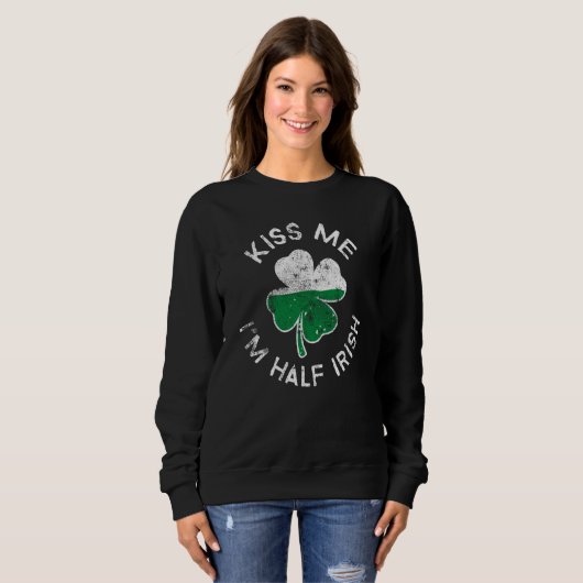 Kiss Me I'm Half Irish Lucky C St Patrick's Day Trui (Voorkant volledig)
