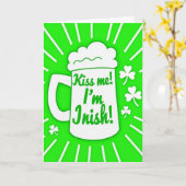 Kiss Me Im Irish Beer Card Kaart (Gele Bloem)