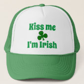 Kiss me I'm Irish clover Shamrock Trucker Pet (Voorkant)