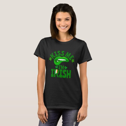 Kiss Me I'm Irish Flag C Saint Patrick Day Womens T-shirt (Voorkant volledig)