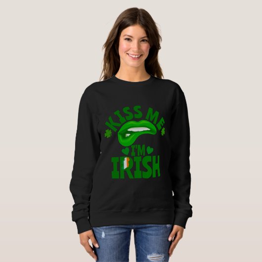 Kiss Me I'm Irish Flag C Saint Patrick Day Womens  Trui (Voorkant volledig)