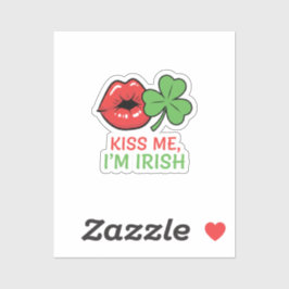 Kiss Me I'm Irish Flirty Lips Shamrock St Patrick Sticker