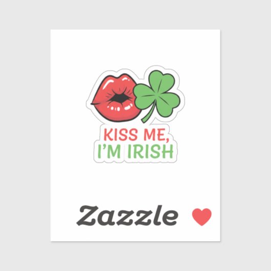 Kiss Me I'm Irish Flirty Lips Shamrock St Patrick Sticker (Vel)