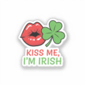 Kiss Me I'm Irish Flirty Lips Shamrock St Patrick Sticker (Voorkant)