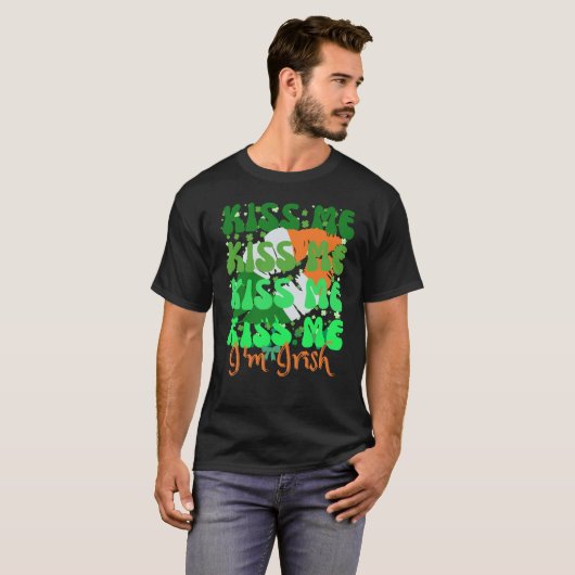 Kiss Me I'm Irish Funny St Patrick's Day 2025 - Ne T-shirt (Voorkant volledig)