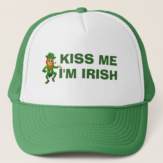 Kiss me Im Irish Funny St Patricks Day Leprechaun Trucker Pet (Voorkant)