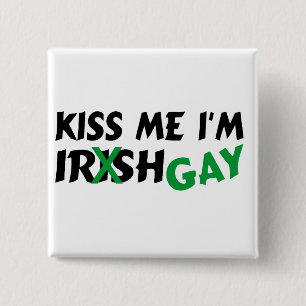 Kiss me Im Irish Gay Vierkante Button 5,1 Cm