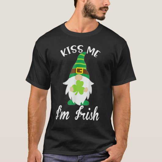 Kiss Me I'm Irish Gnome Shamrock C Saint Patrick D T-shirt (Voorkant)