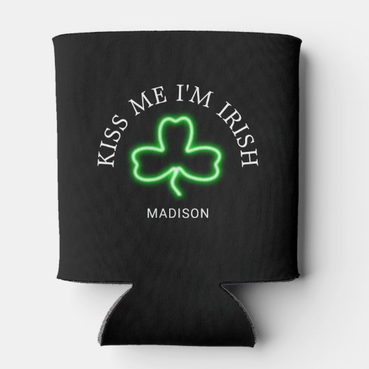 Kiss Me I'm Irish Green Shamrock Gepersonaliseerd Blikjeskoeler (Achterkant)