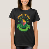 Kiss Me I'm Irish I St Patricks Day Shamrock Flag T-shirt (Voorkant)