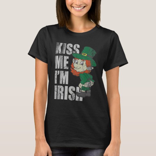 Kiss Me I'm Irish Leprechaun Hat Happy Saint Patri T-shirt (Voorkant)