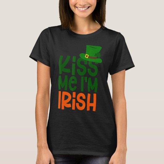Kiss Me I'm Irish Leprechaun Hat St Patricks Day T-shirt (Voorkant)