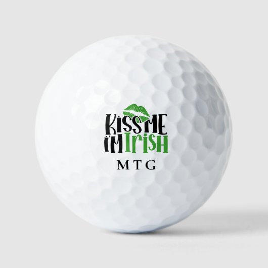 Kiss me Im Irish Lucky Monogram Name Cute Golfballen (Voorkant)