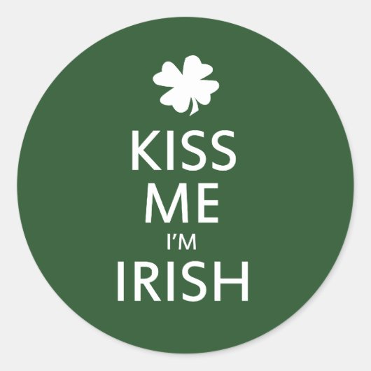 Kiss me Im Irish Ronde Sticker (Voorkant)