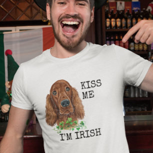Kiss me I'm Irish Setter Dog Shamrock T-shirt