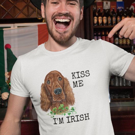 Kiss me I'm Irish Setter Dog Shamrock T-shirt