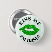 Kiss me, Im Irish St Patrick's Day Button (Voorkant /achterkant)