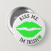 Kiss me, Im Irish St Patricks Day Button (Voorkant /achterkant)