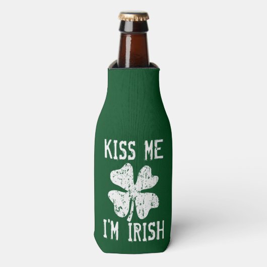 KISS ME I'M IRISH St Patricks Day flessenkoelers Flesjeskoeler (Fles Voorkant)